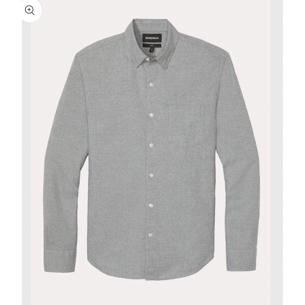 Bonobos Mens Brushed Button Down Slim Fit Casual Shirt Grey Long Sleeve Size XL